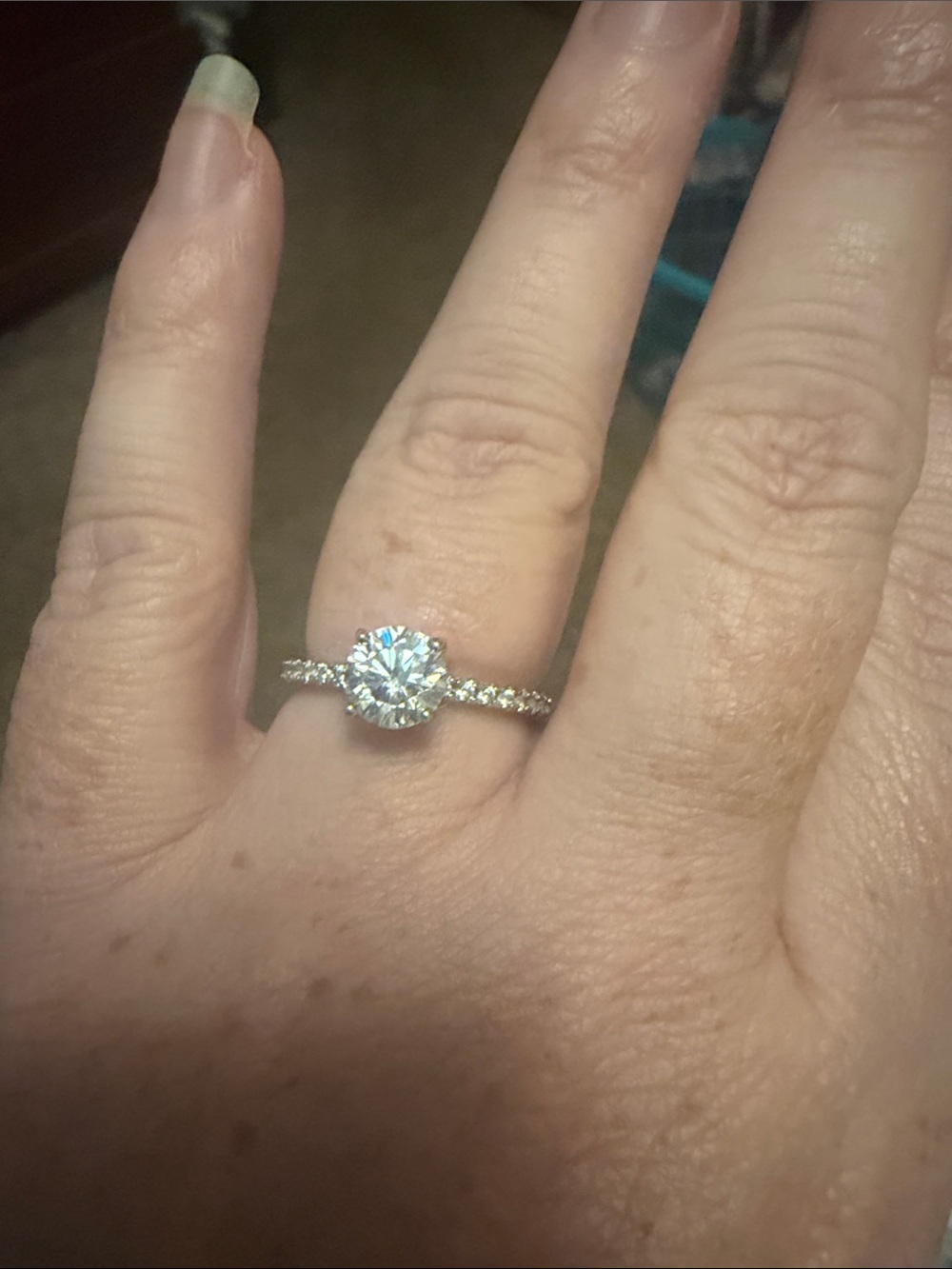 Classic Solitaire Round Cut Moissanite Engagement Ring - Silver